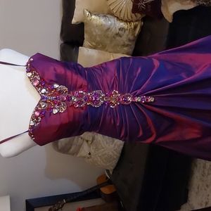 Gemstone bodice iridescent spaghetti strap ball gown size 2